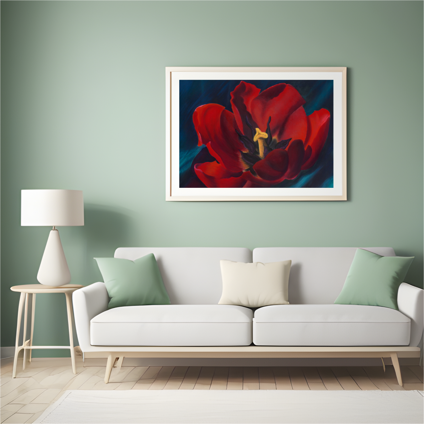 Red Tulip. Original Pastel Painting (50 x 70cm)