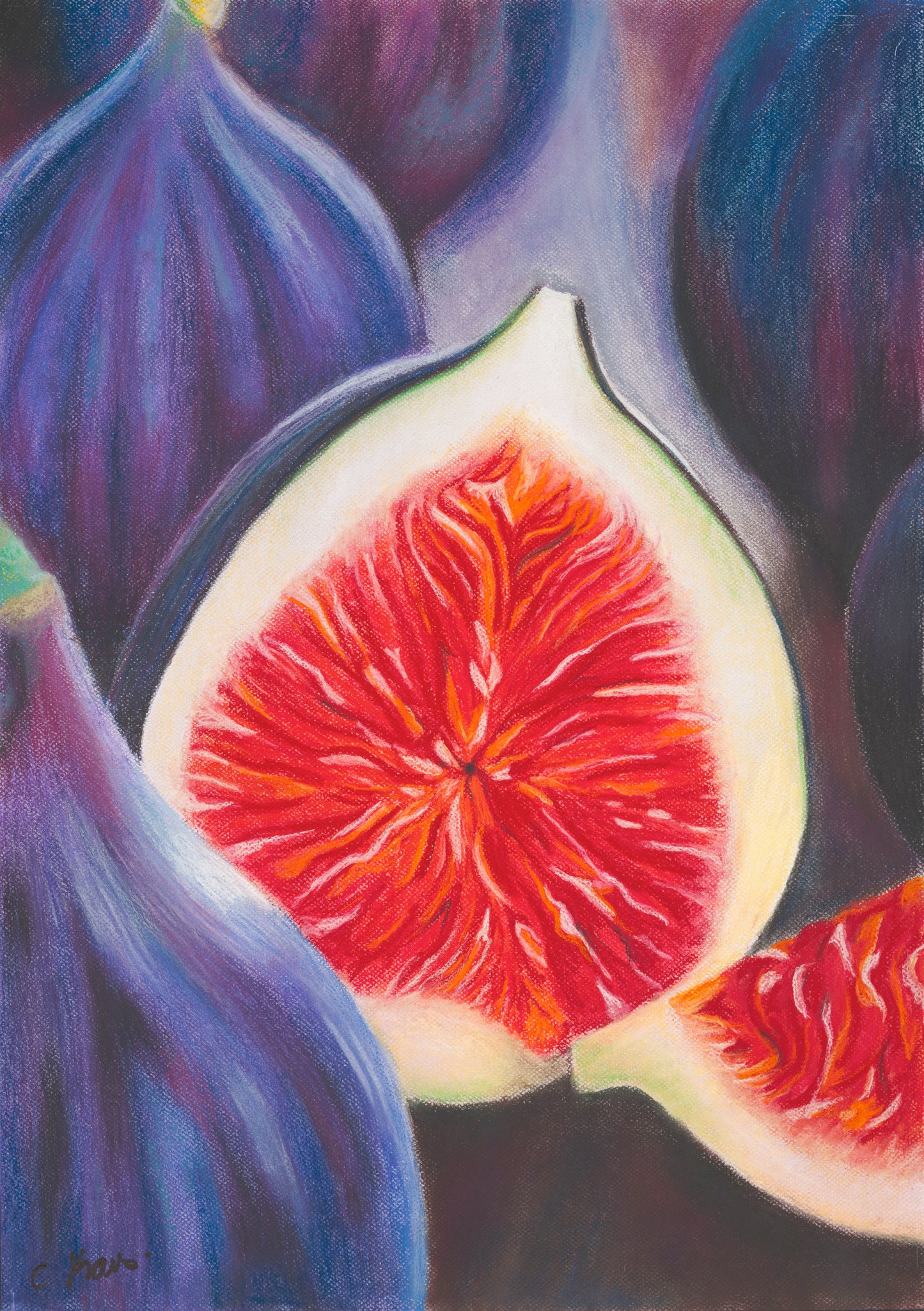 Luscious Figs. Giclee Print. Framed and ready to hang 42 x 58cm (framed size 59 x 77cm)