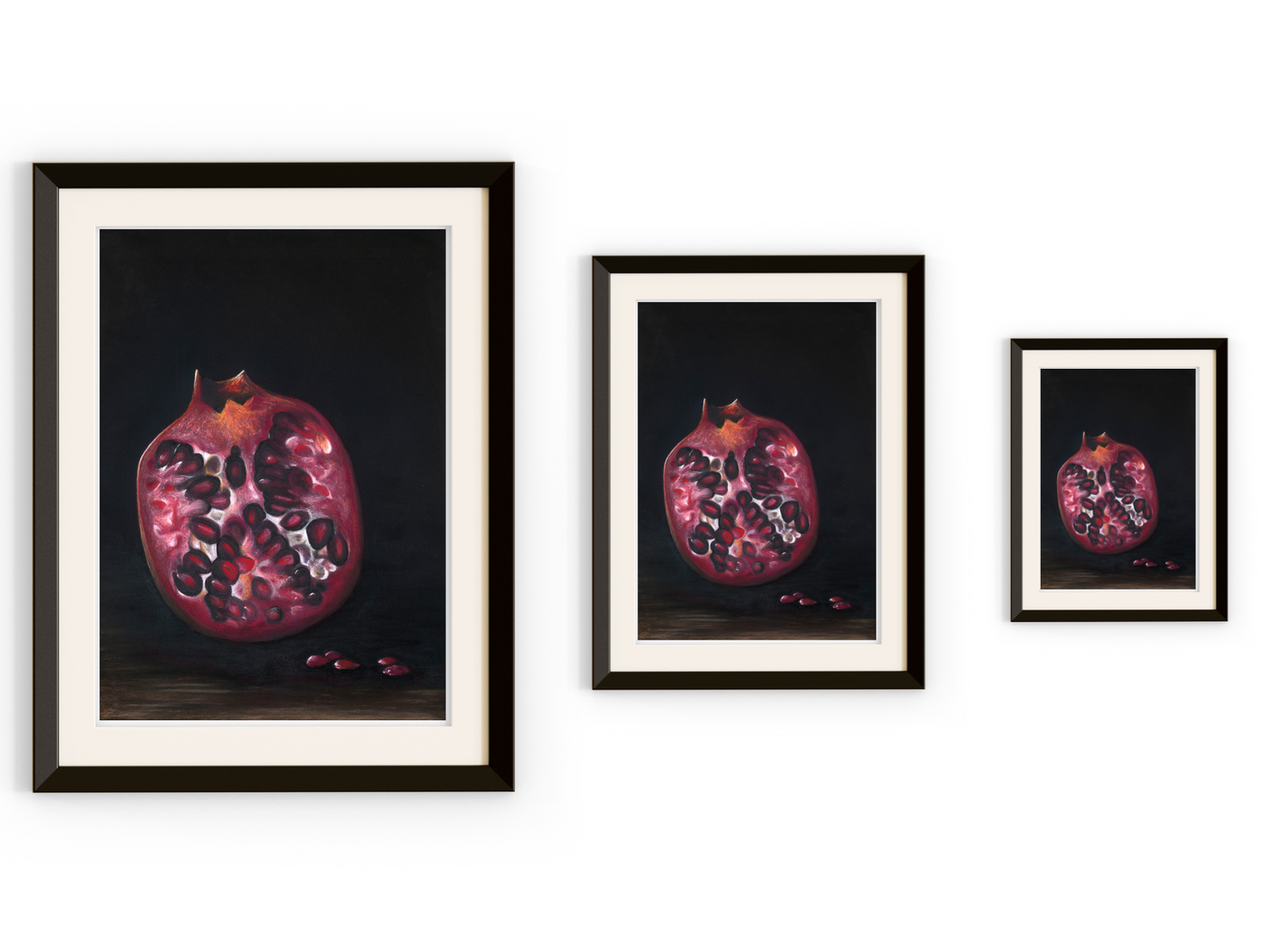 Midnight Pomegranate. Giclee Print. Framed and ready to hang 42 x 58cm (framed size 59 x 77cm)