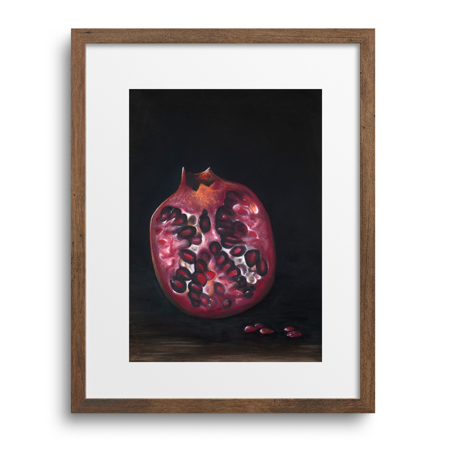 Midnight Pomegranate. Giclee Print. Framed and ready to hang 42 x 58cm (framed size 59 x 77cm)
